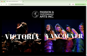 A screenshot of Passion and Performance's landing page.